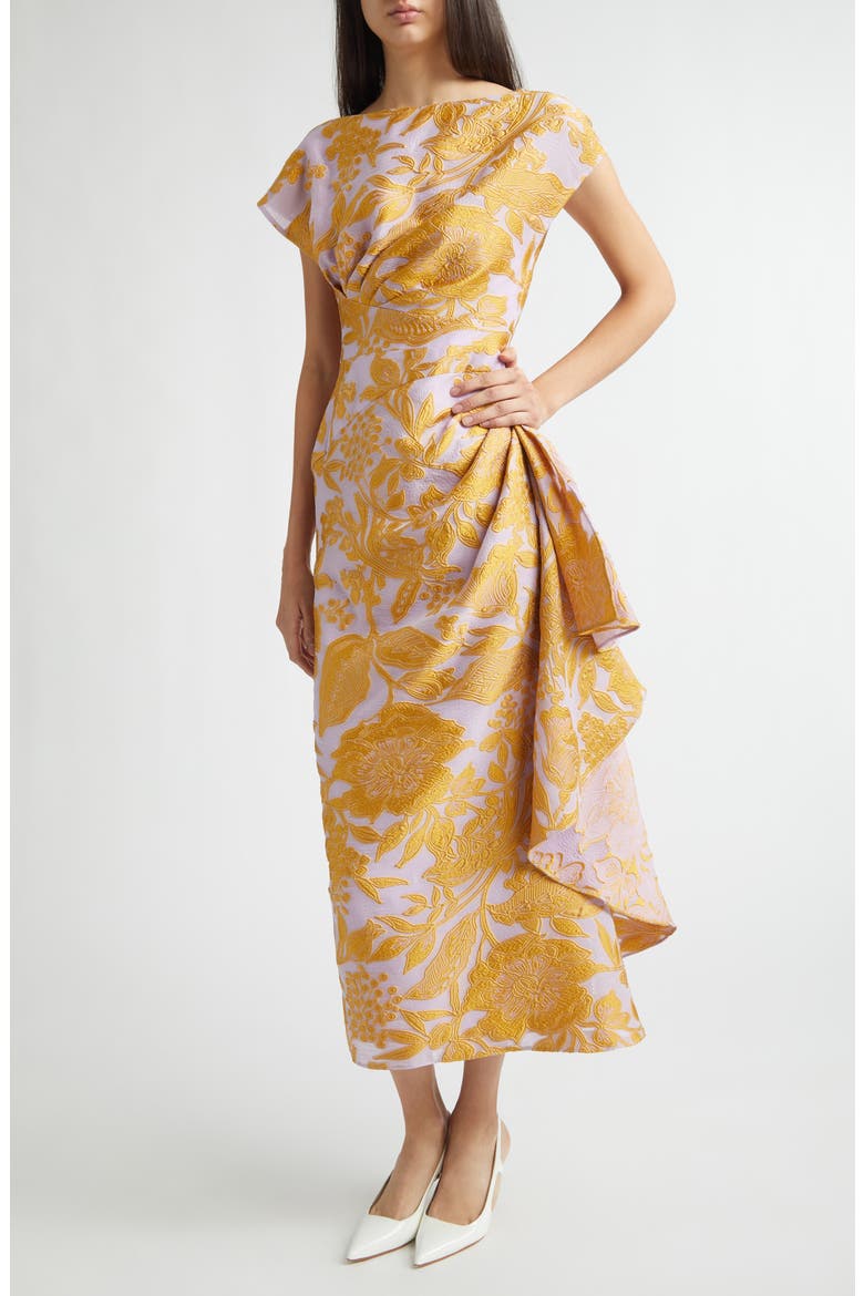 Florence Floral Jacquard Cocktail Dress, Alternate, color, PEONY MULTI