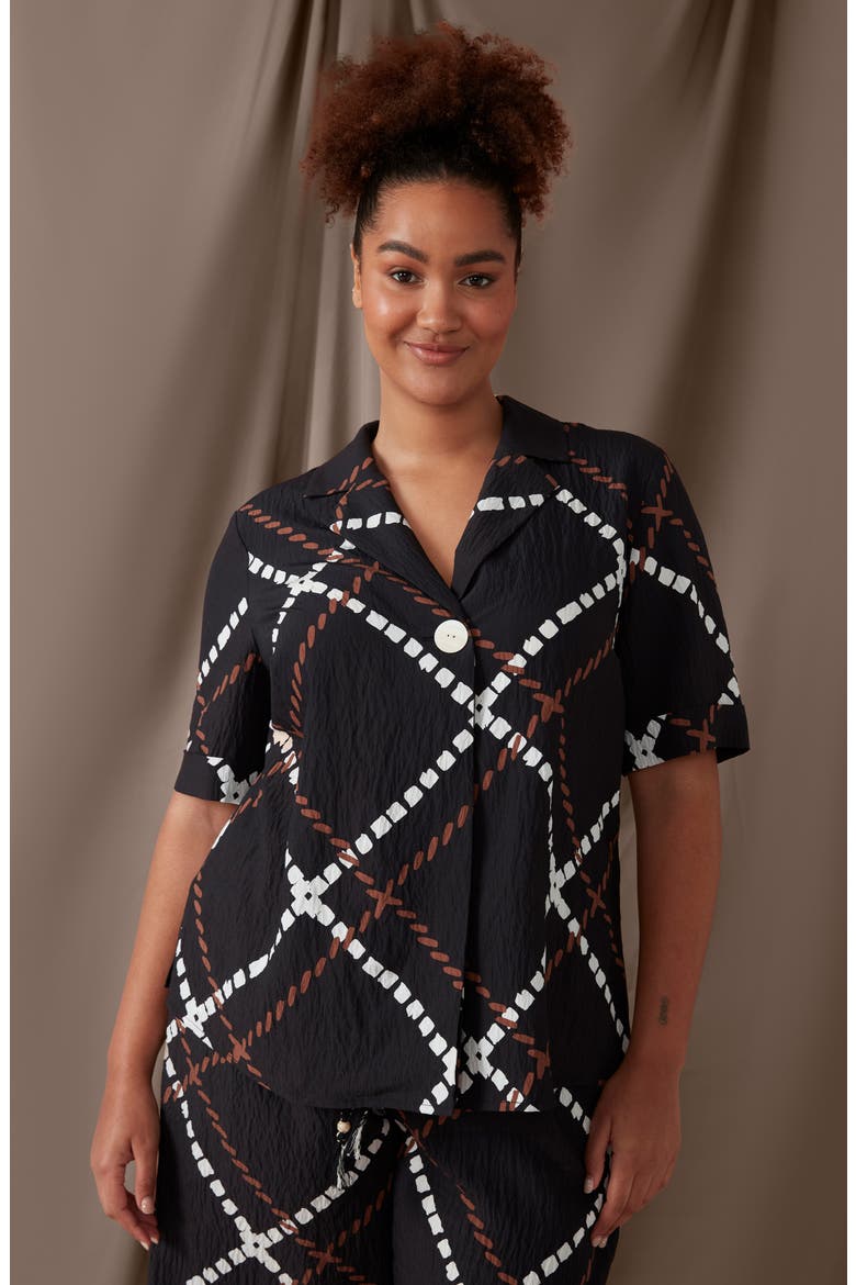 Marine Short Sleeve Button-Up Shirt, Alternate, color, PRINT