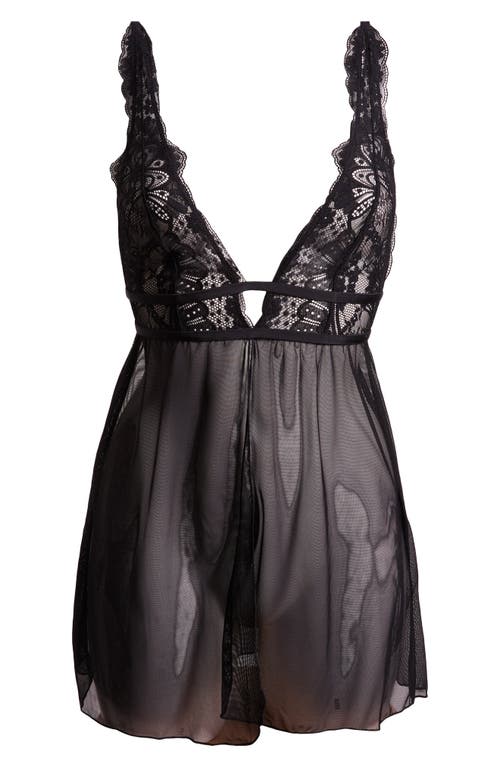 Etam La Chamade Lace & Mesh Chemise In Black