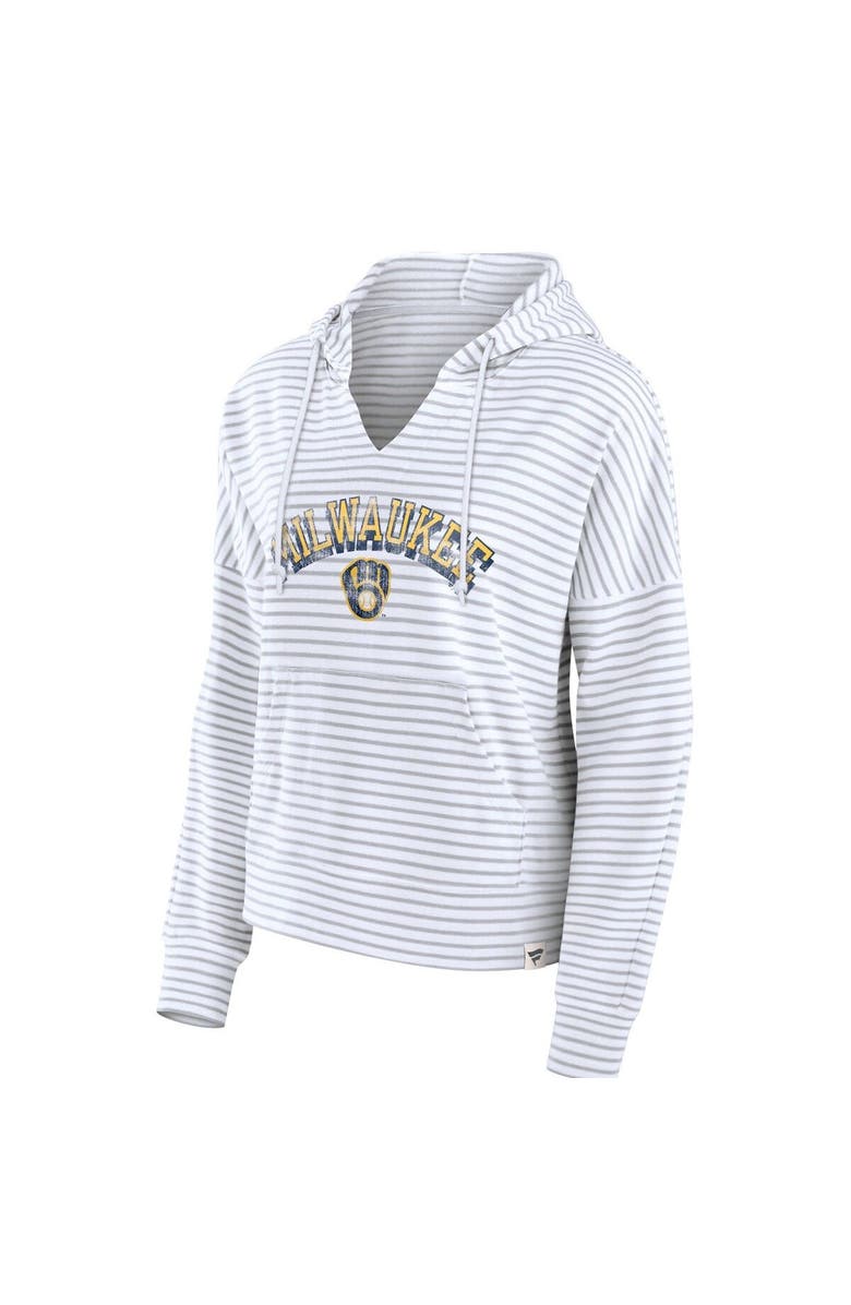 FANATICS Women's Fanatics Branded White Milwaukee Brewers Striped Arch Pullover Hoodie, Alternate, color, 