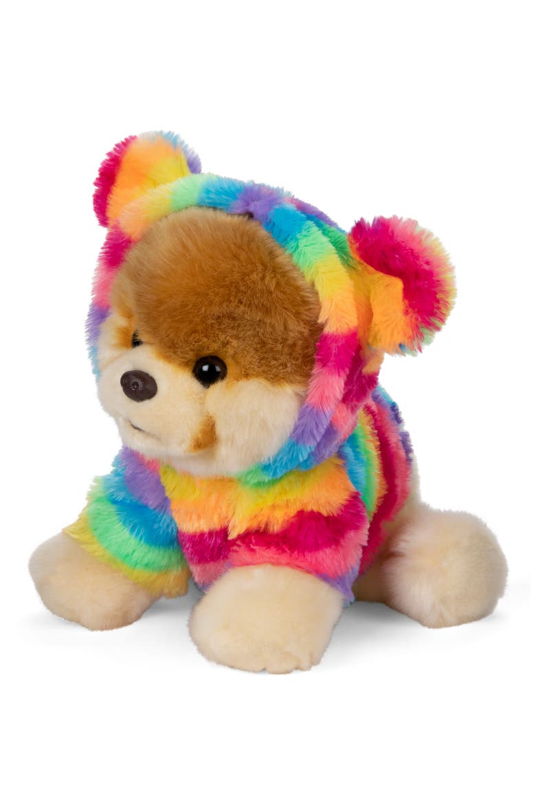 Boo Rainbow Coat Stuffed Animal, Alternate, color, RAINBOW