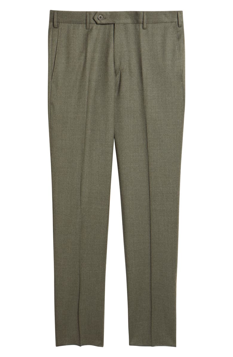 Zanella Parker Flat Front Stretch Wool Flannel Trousers, Alternate, color, Sage