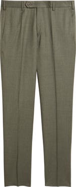 Zanella Parker Flat Front Stretch Wool Flannel Trousers
