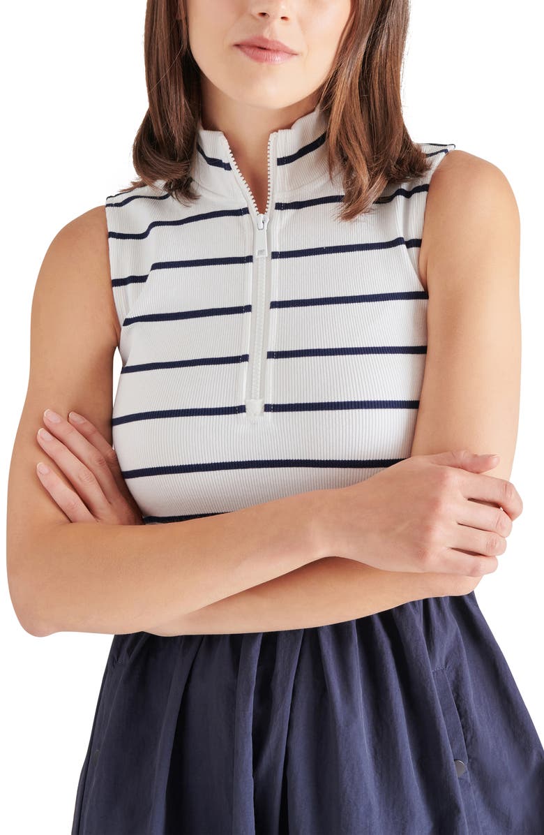 Steve Madden Lyon Half Zip Minidress, Alternate, color, Navy Stripe