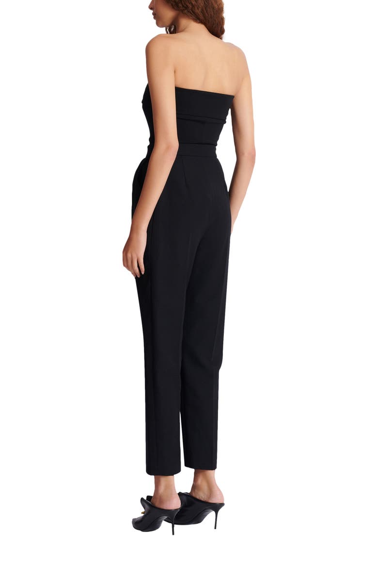 Crepe bustier bodysuit with belt detail, Alternate, color, black