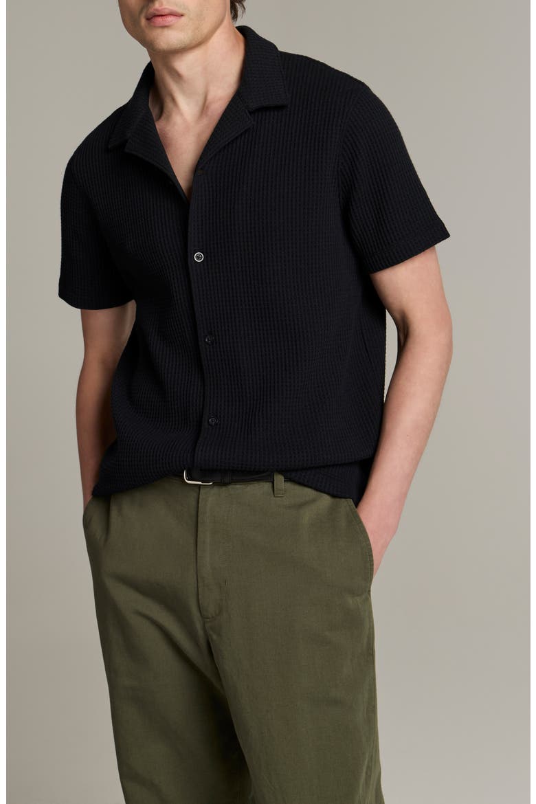 Macro Cotton Blend Waffle Button-Up Shirt, Main, color, COASTAL