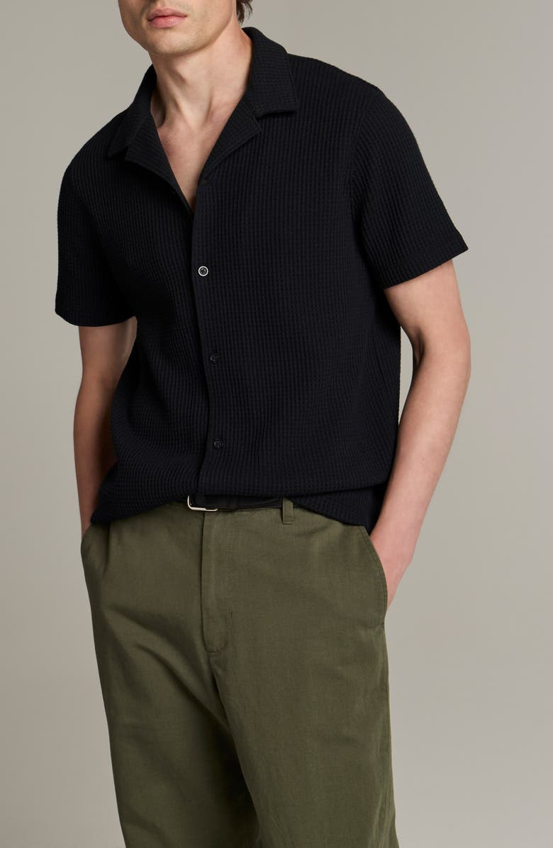 Vince Macro Cotton Blend Waffle Button-Up Shirt, Main, color, 