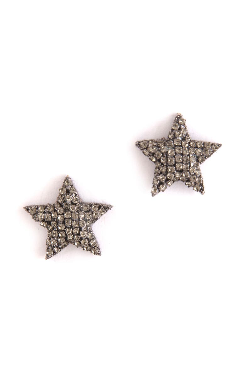 Deepa Gurnani Loris Star Stud Earrings, Main, color, Gunmetal