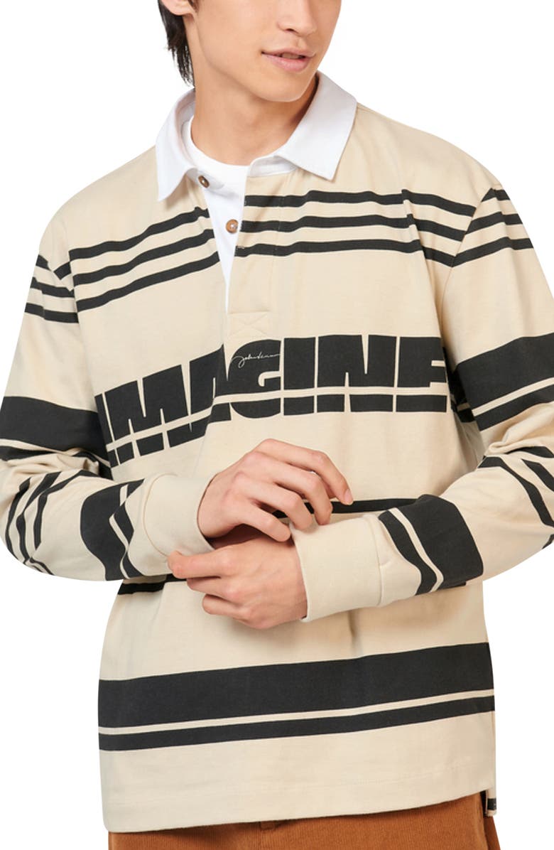 Ben Sherman x John Lennon Imagine Stripe Cotton Rugby Shirt, Main, color, 