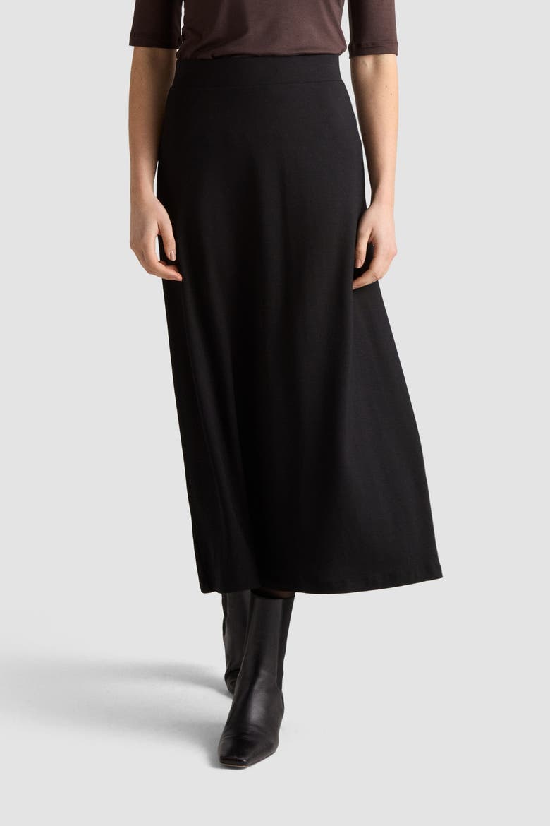 Grace A-line Jersey Midi Skirt, Main, color, Black