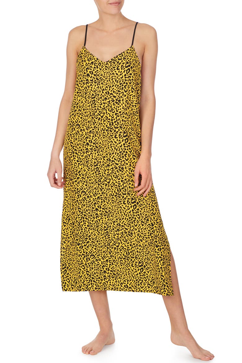 Marissa Longline Chemise, Main, color, YELLOW LEOPARD