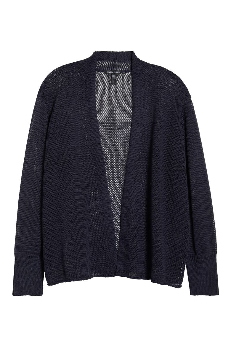Organic Linen & Organic Cotton Cardigan, Alternate, color, INK