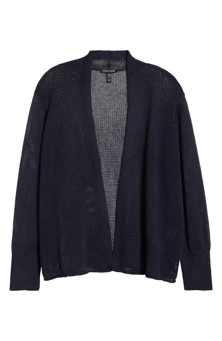 Eileen Fisher Organic Linen & Organic Cotton Cardigan, Alternate, color, Ink