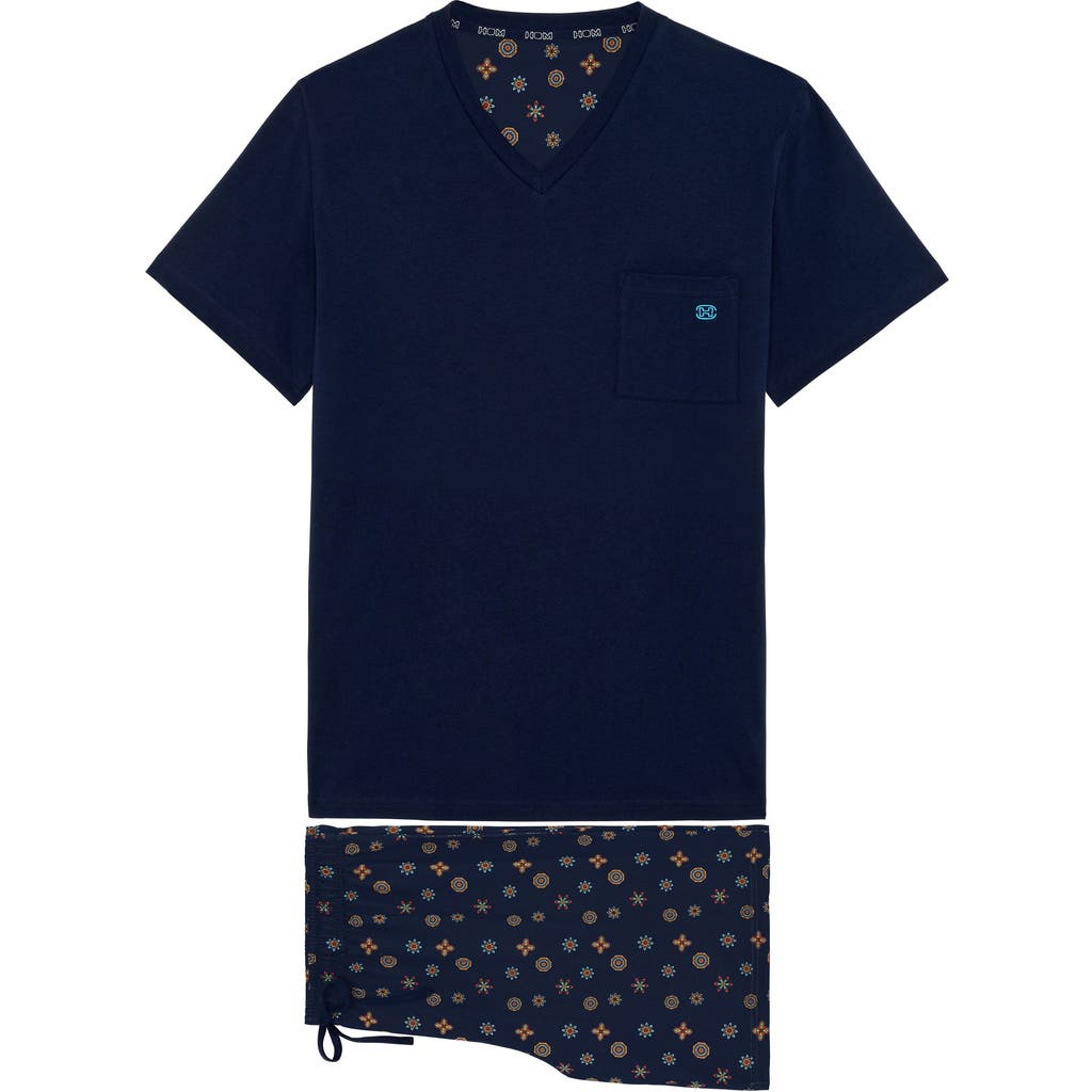 Hom Mandala Short Sleepwear In Navy Print