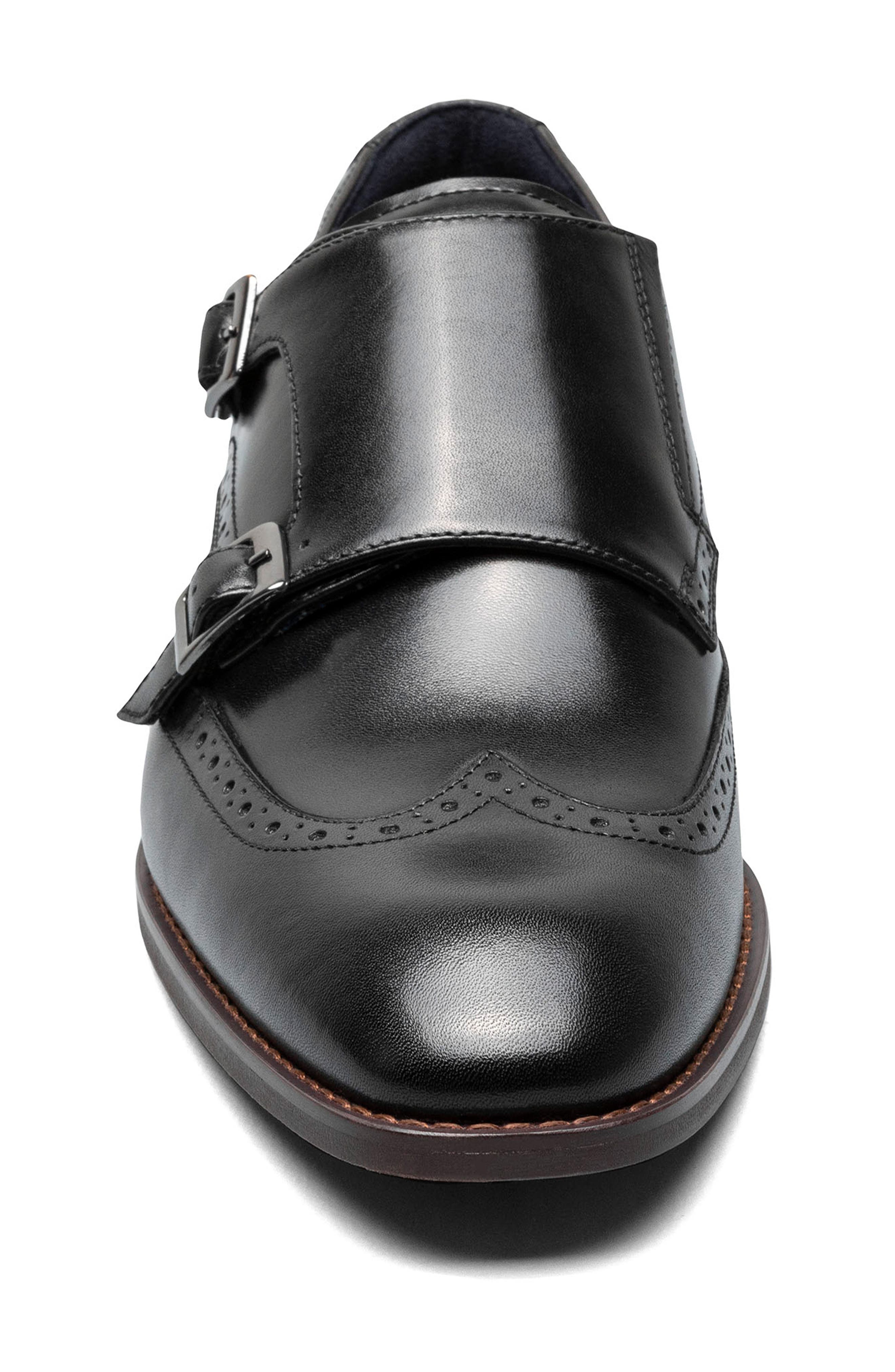 Stacy Adams Karson Wingtip Double Monk Strap Shoe, Alternate, color, Black