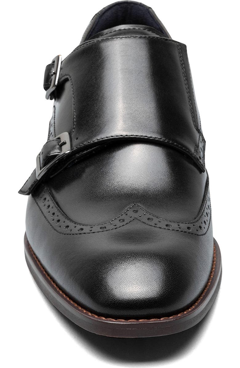 Stacy Adams Karson Wingtip Double Monk Strap Shoe, Alternate, color, Black