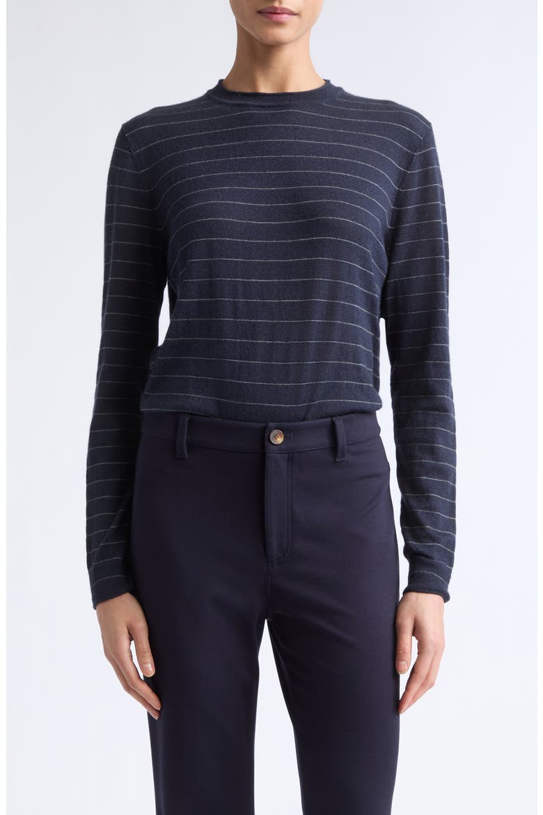 Striped Cashmere Crewneck Sweater, Main, color, INK MULTI