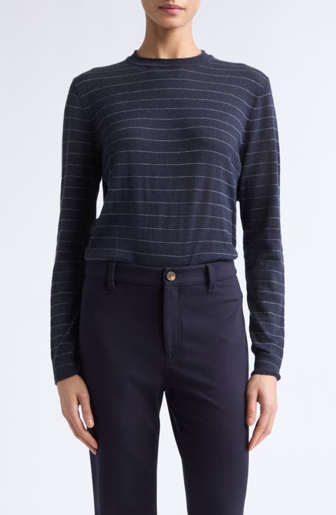 Striped Cashmere Crewneck Sweater