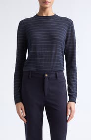 Lafayette 148 New York Striped Cashmere Crewneck Sweater