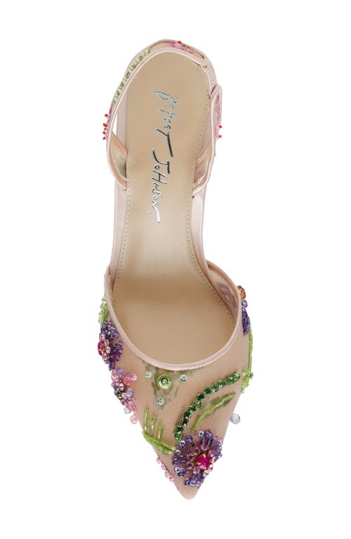 Betsey Johnson Velma Pointed Toe Slingback Pump In Light Beige Multi