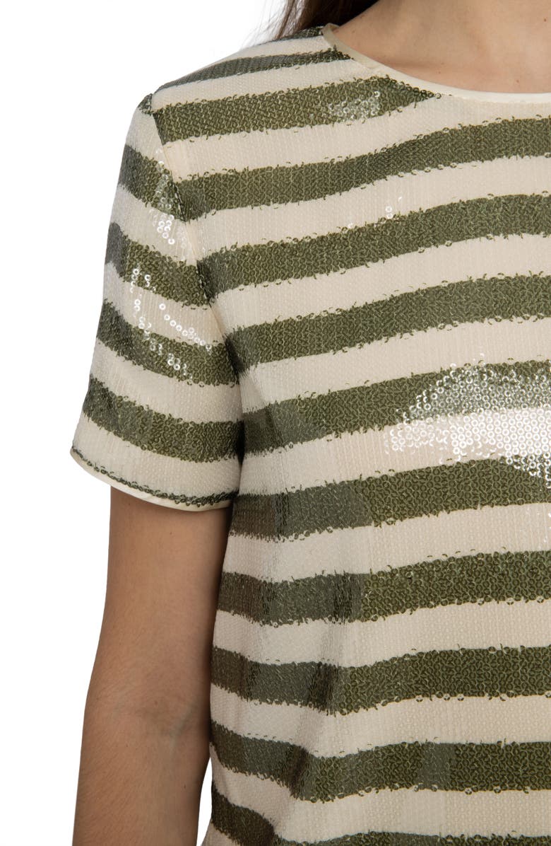 Zadig & Voltaire Tchao Sequin Stripe Top, Alternate, color, Moss
