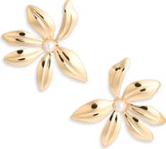 NORDSTROM RACK Imitation Pearl Floral Stud Earrings