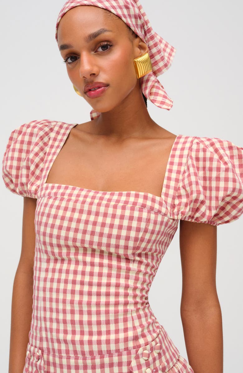 For Love & Lemons Georgia Gingham Short Sleeve Minidrss, Alternate, color, Mauve