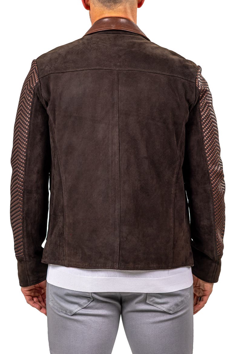 Textured Leather Jacket, Alternate, color, BROWN