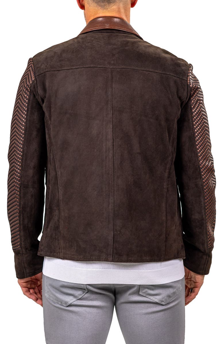 Maceoo Textured Leather Jacket, Alternate, color, Brown