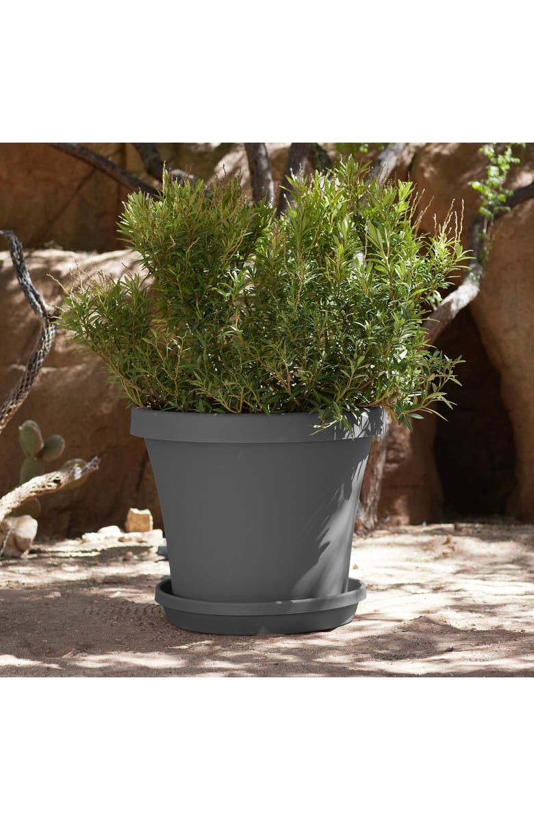 Bloem Terra 20 Inch Resin Flower Pot Saucer, Charcoal Gray, Alternate, color, Gray
