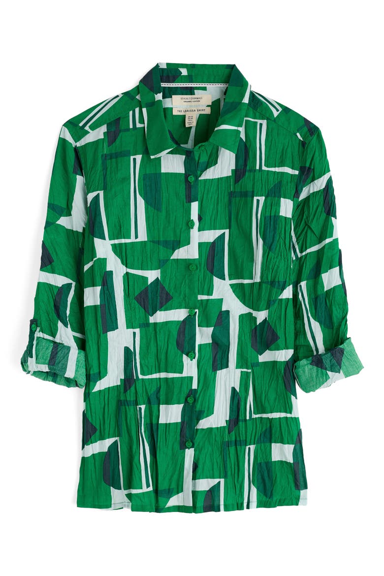 Larissa Print Button-Up Shirt, Alternate, color, PAPER FORMS ISLAND