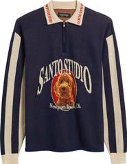SANTO STUDIO Maple Country Club Jacquard Cotton Graphic Polo Sweater