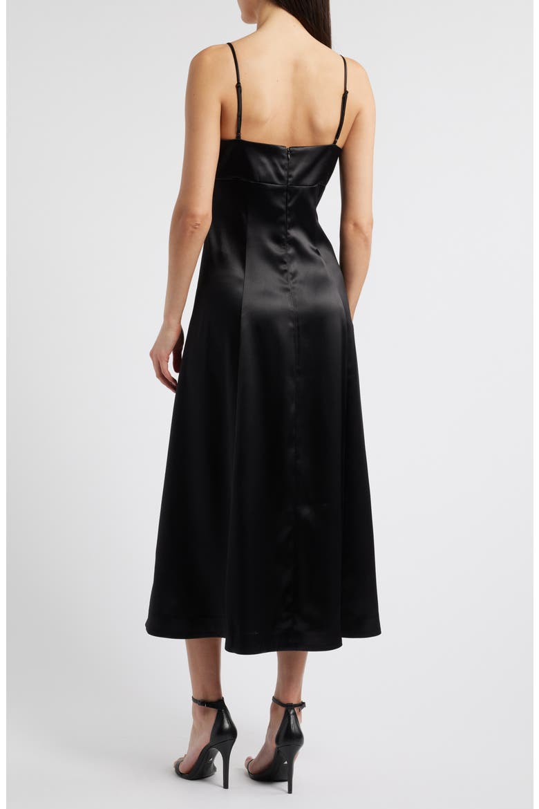 The Elodie Empire Waist Satin Gown, Alternate, color, BLACK