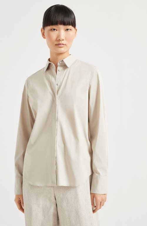 Brunello Cucinelli Shirt With Monili In Cool Beige