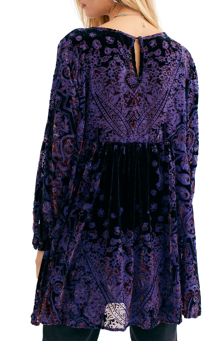 Free People Mirror, Mirror Long Sleeve Velvet Minidress, Alternate, color,