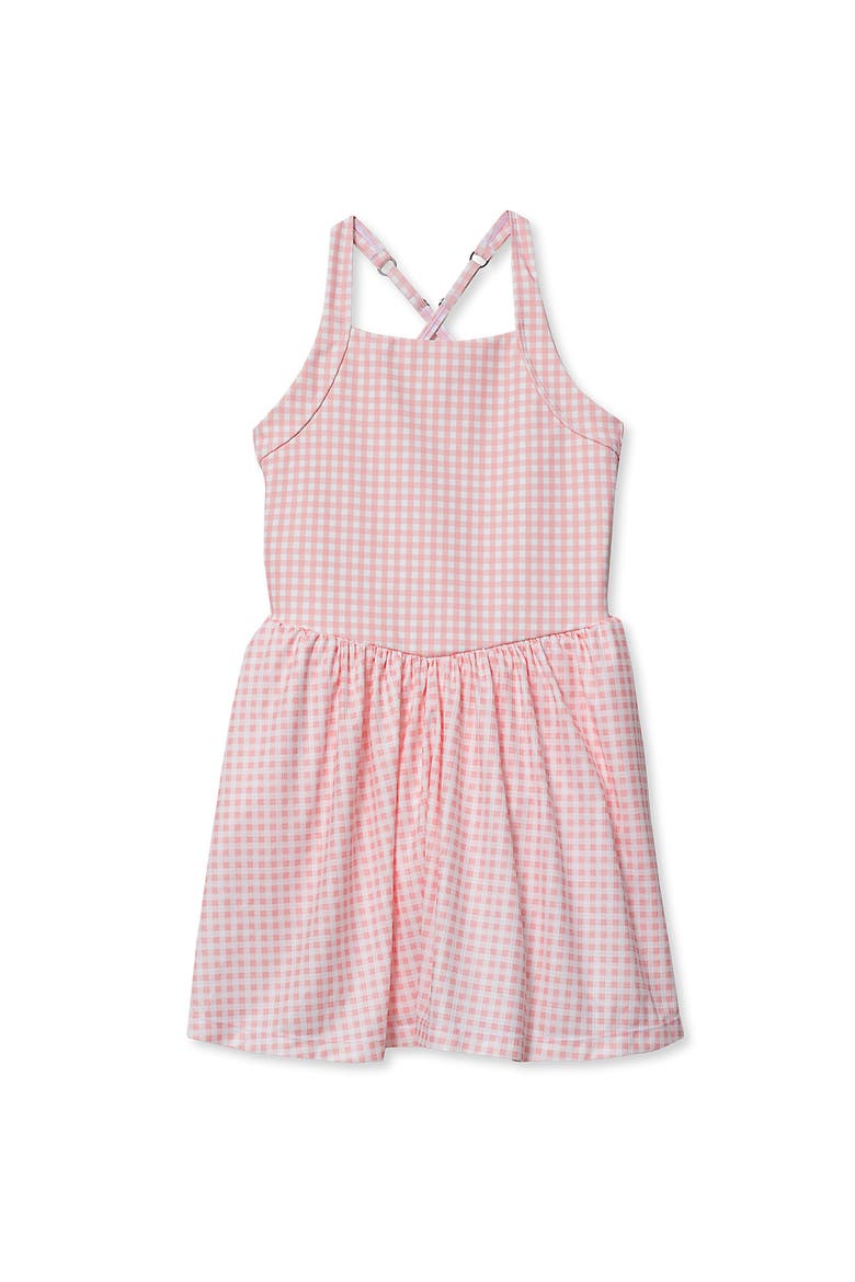 Girls Athletic Active Tank Top Dress, Main, color, Pale Rose Gingham