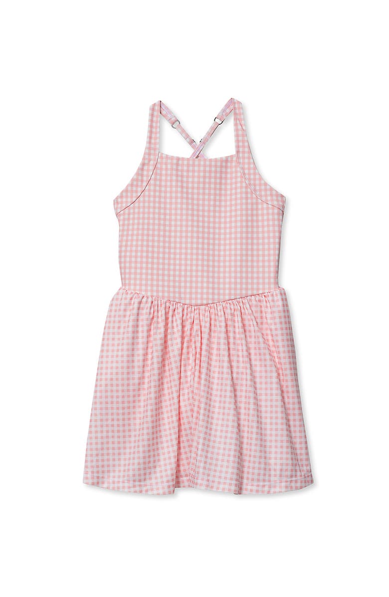Lands' End Girls Athletic Active Tank Top Dress, Main, color, Pale Rose Gingham