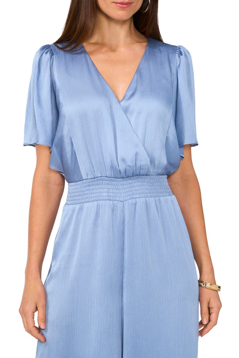 Flutter Sleeve Wide Leg Satin Jumpsuit, Alternate, color, LAKE BREEZE