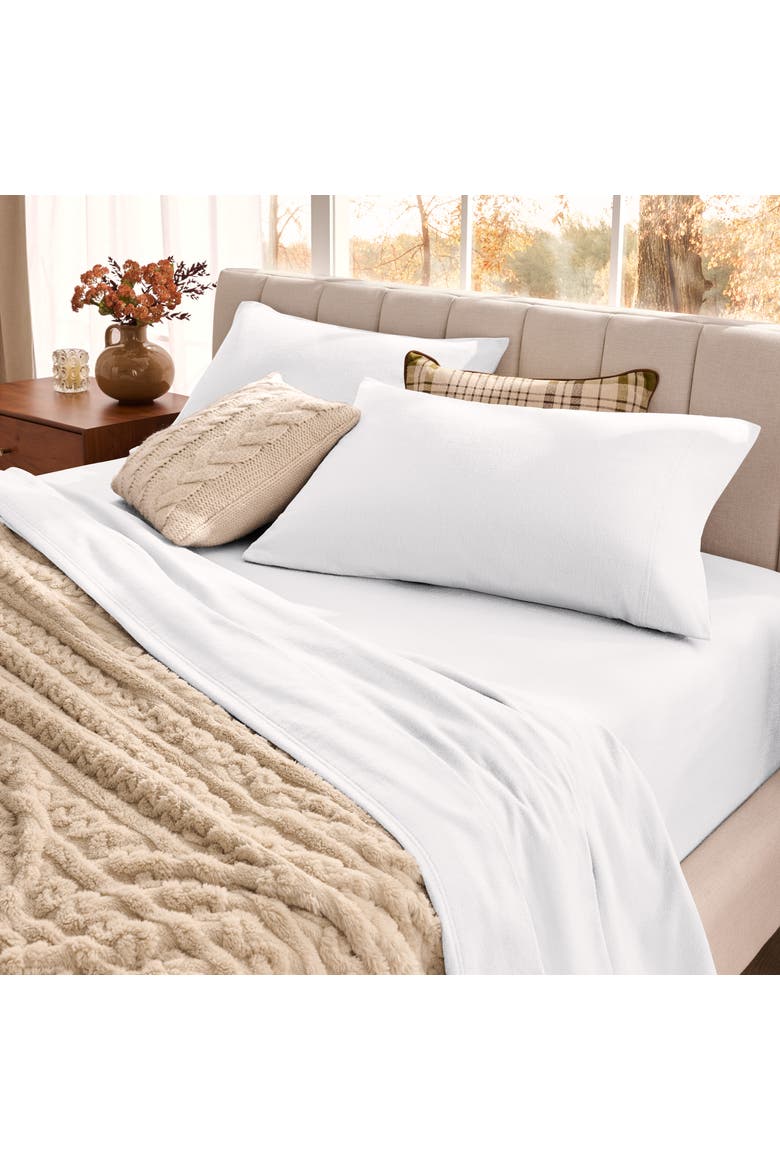 100% Organic Cotton Flannel Sheet Set, Alternate, color, White