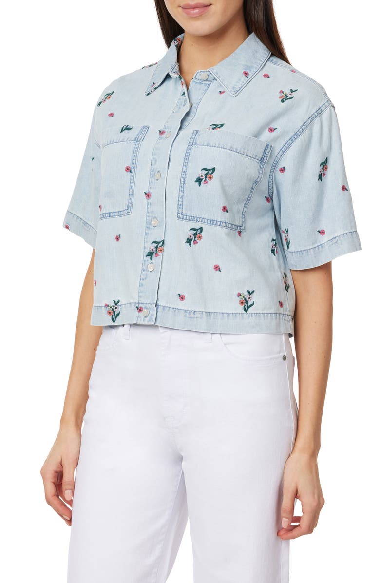 Kensie Embroidered Camp Shirt, Alternate, color,