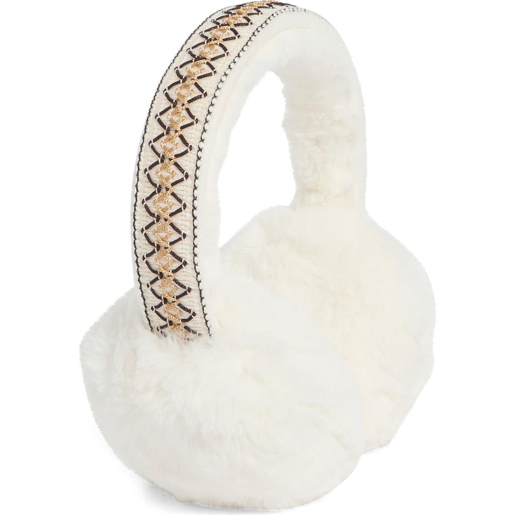 Bcbg Geo Faux Fur Earmuff In White