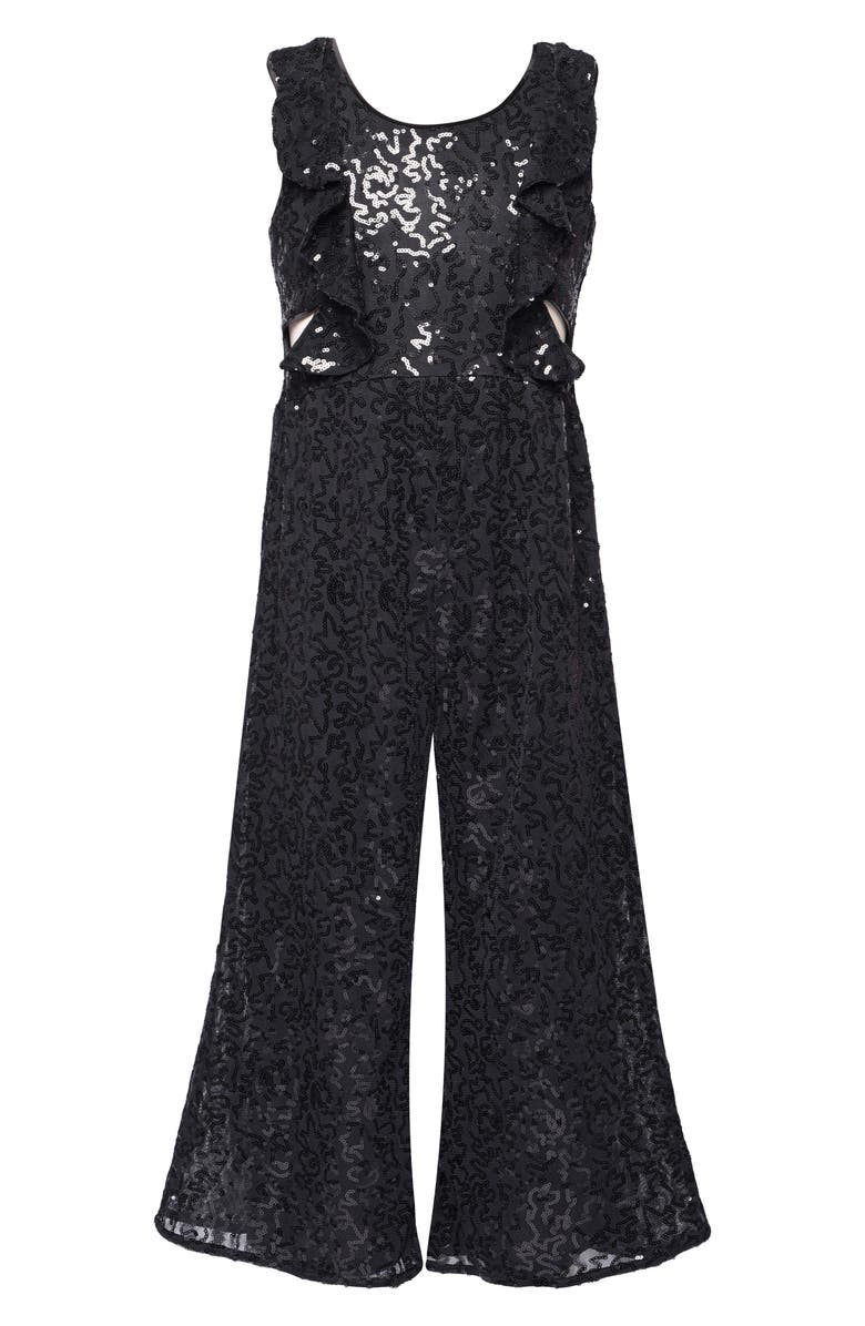 Hannah Banana Kids' Sequin Cutout Jumpsuit, Main, color, 