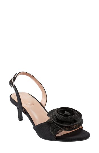 Bandolino Marette Rosette Kitten Heel Slingback Sandal In Black 001