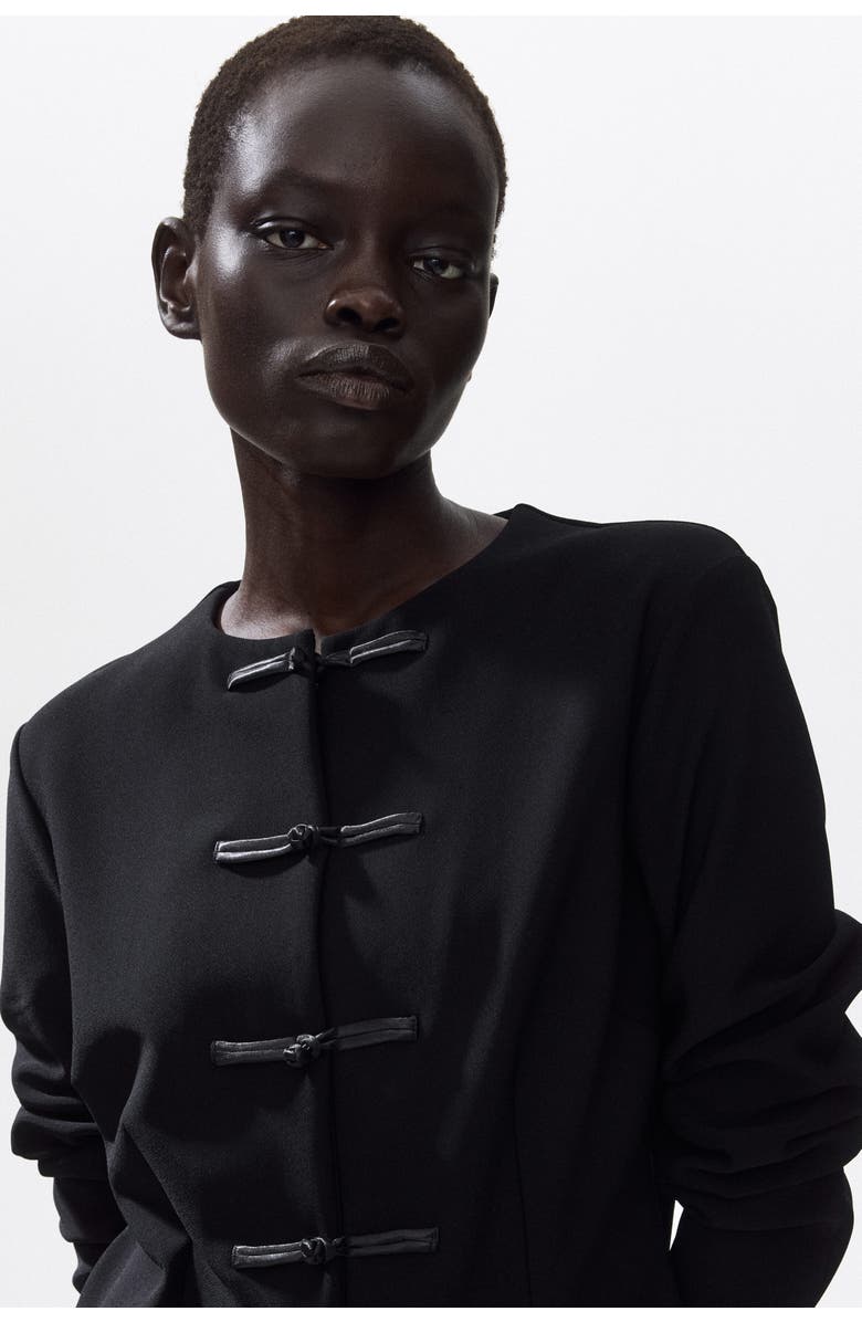 H&M Knot-button Jacket, Alternate, color, Black