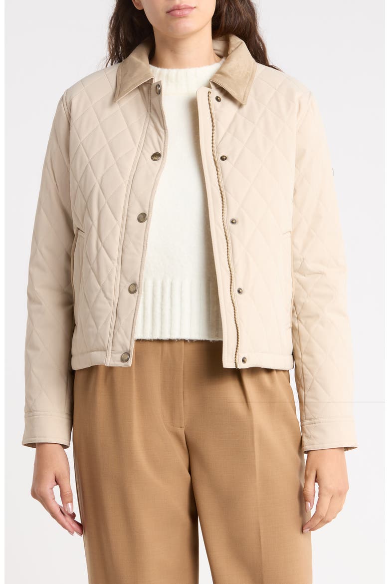 Quilted Snap Front Jacket with Faux Suede Collar, Alternate, color, DUNE