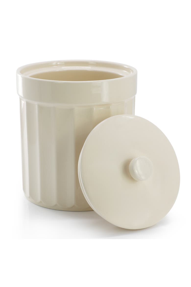 1.7 Quart Stoneware Canister with Lid in Cream, Alternate, color, White