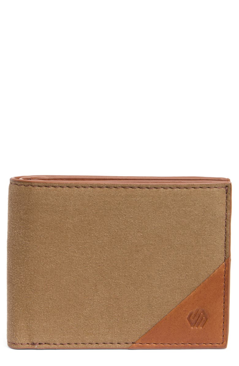 Johnston & Murphy Antique Canvas & Leather Bifold Wallet, Main, color, Camel
