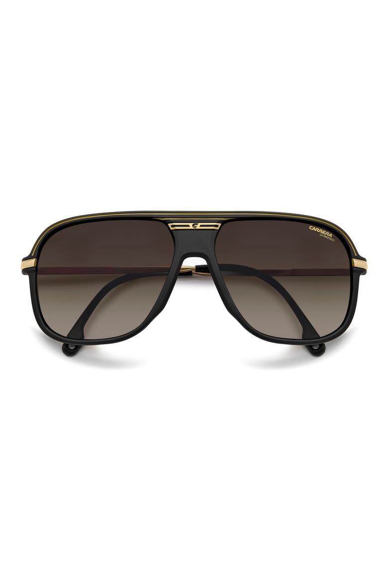 C Sport 17/S 60mm Rectangular Aviator Sunglasses, Alternate, color, MATTE BLACK GOLD/ BROWN SF