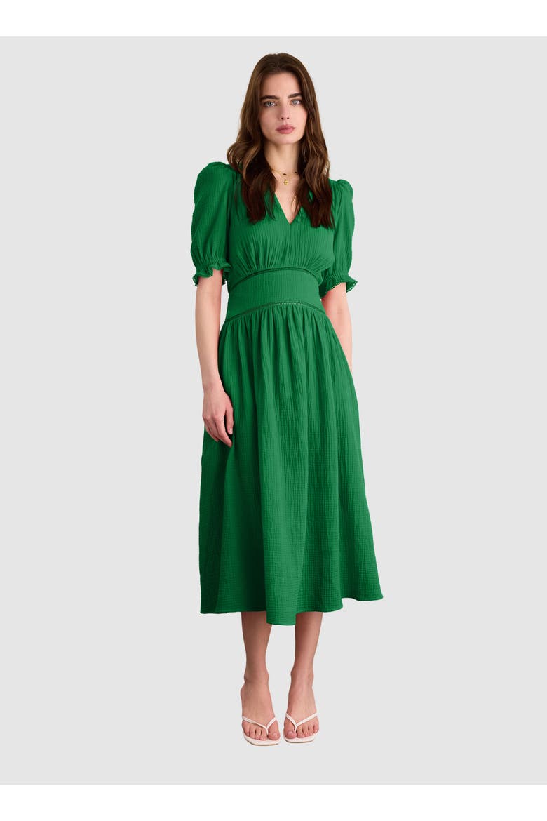 Bella Organic Cheesecloth Midi Dress, Main, color, Bright Emerald