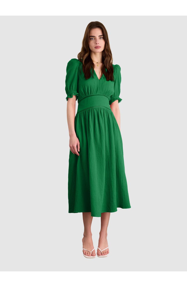 Baukjen Bella Organic Cheesecloth Midi Dress, Main, color, Bright Emerald